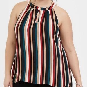 Torrid Georgette Goddess Multi-Stripe Keyhole Cut-out High-Low Sleeveles…